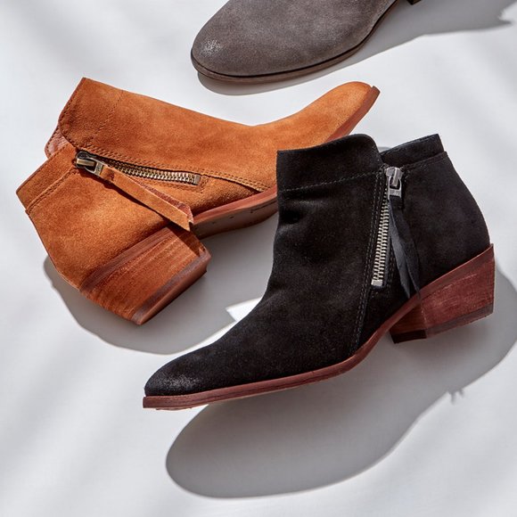 SAM EDELMAN Camel Suede Ankle Booties - Wide - Picture 6 of 10